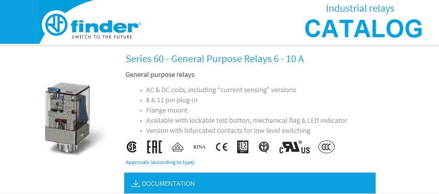 Finder Series 60 - General Purpose Relays Catalog